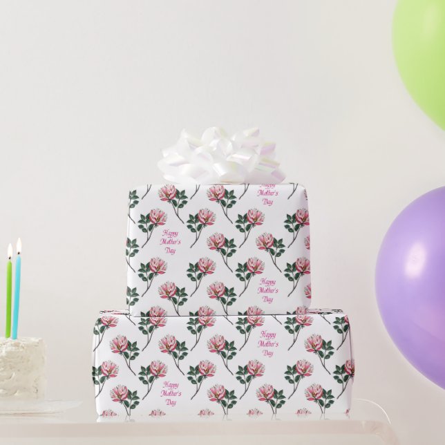 Pink Rose with Text Mother's Day Wrapping Paper (Party Gifts)