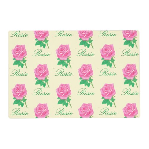 Pink Rose With Text Pet Placemat