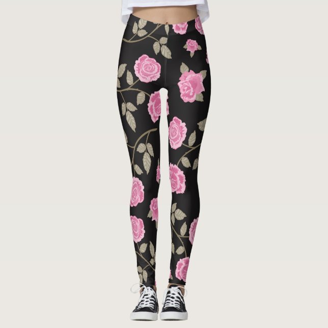 Pink Rose Women's Leggings (Front)