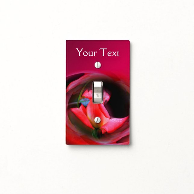 Pink Rosebud Abstract Flower Art Light Switch Cover (In Situ)