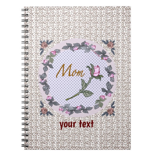 Pink Rosebud custom Mom Notebook (Front)