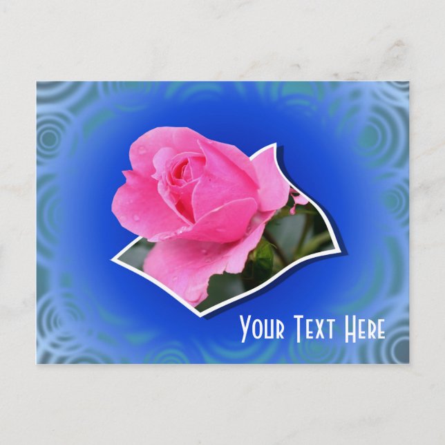 Pink Rosebud Floral Customizable Postcard (Front)