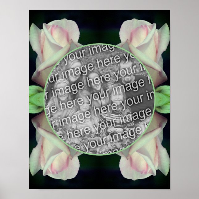 Pink Rosebud Flower Frame Create Your Own Photo Poster (Front)