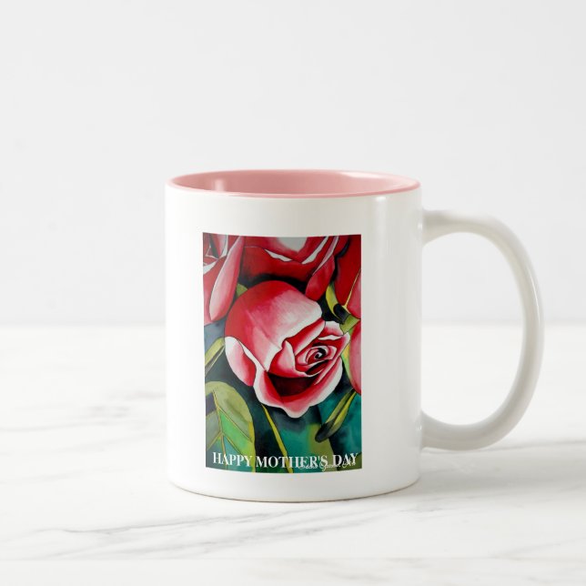 Pink Rosebud flower Happy Mother's Day mug (Right)