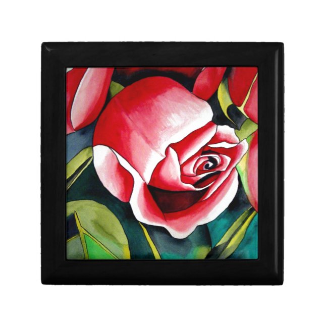 Pink Rosebud flower Keepsake Box (Front)