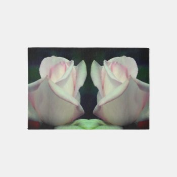 Pink Rosebud Flower Mirror Abstract  Rug by SmilinEyesTreasures at Zazzle