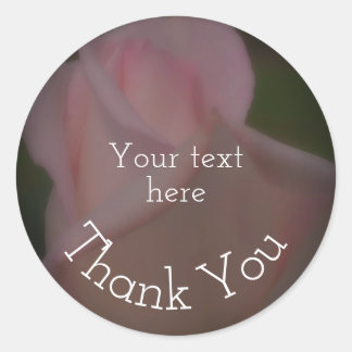 Pink Rosebud Flower Thank You Personalized Classic Round Sticker