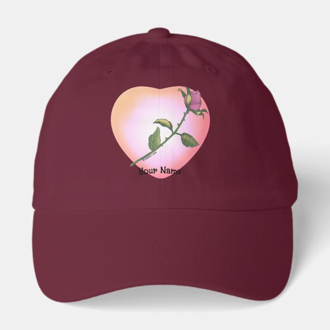 Pink Rosebud flowers Hat (Front)