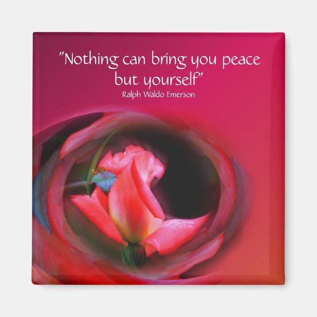 Pink Rosebud Inner Peace Flower Magnet (Front)