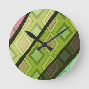 Pink Rosebud Interpretive Art Round Clock