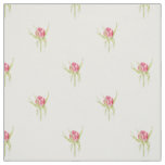 Pink Rosebud Tea Rose Flower Drawing White Fabric