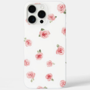 Pink Rosebud Watercolor Floral Vintage Rose White iPhone 16 Pro Max Case