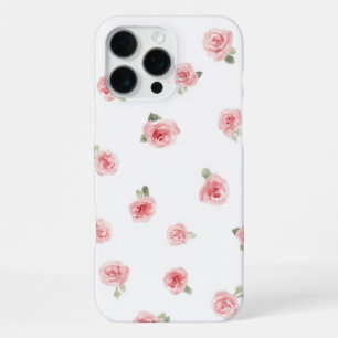 Pink Rosebud Watercolor Floral Vintage Rose White iPhone 16 Pro Max Case