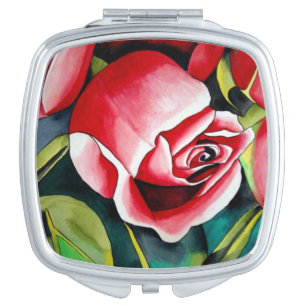 Pink Rosebud watercolour original art Mirror For Makeup