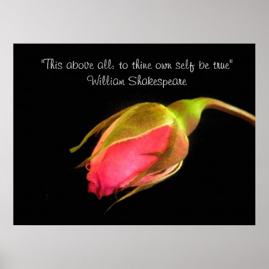 Pink Rosebud William Shakespeare Quote Poster