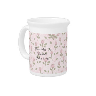 Pink Rosebuds Beverage Pitcher