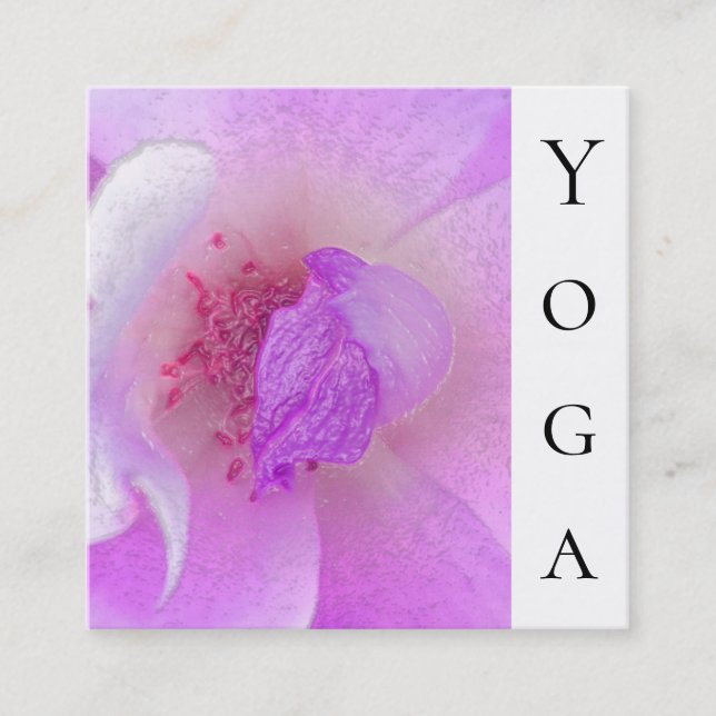 *~* Pink RoseEnergy Healer  Floral Reiki Yoga Square Business Card (Front)
