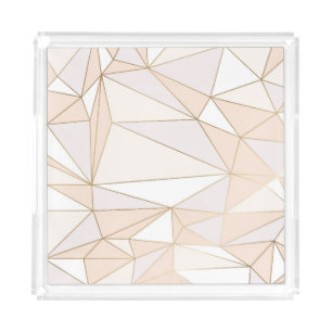 Pink Rosegold: Abstract Geometric Luxury Acrylic Tray