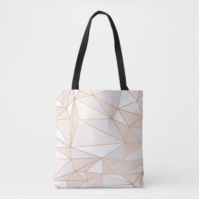 Pink Rosegold: Abstract Geometric Luxury Tote Bag (Front)