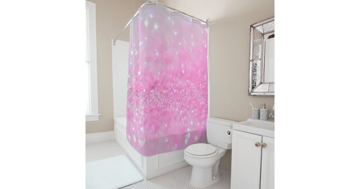 Pink Rosegold Sparkle Baby Girl Glitter, Sparkle Shower Curtain Liner