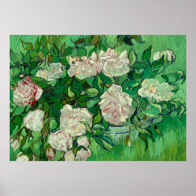 Pink Roses, 1890 by Vincent van Gogh Poster (Front)