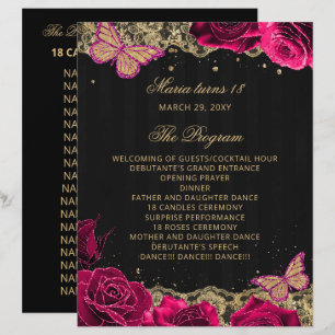 Pink Roses 18 Candles and Roses Ceremony Program