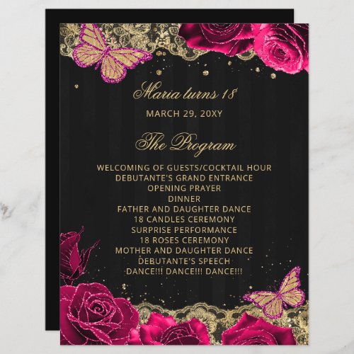 Pink Roses 18 Candles and Roses Ceremony Program