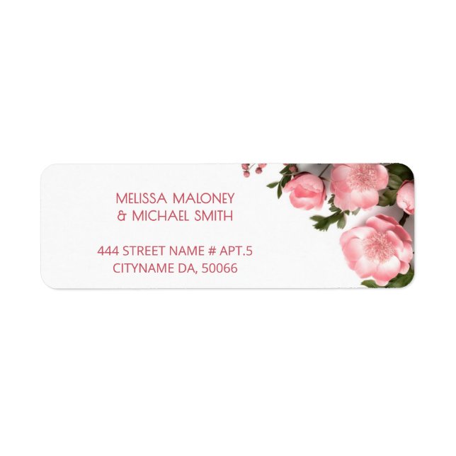 Pink Roses 3D Flowers |  Wedding Label (Front)