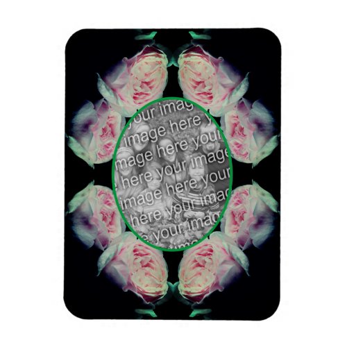 Pink Roses Abstract Frame Add Your Photo Magnet
