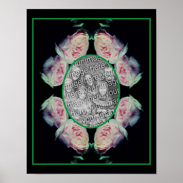 Pink Roses Abstract Frame Add Your Photo Poster (Front)
