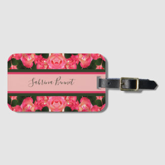 Pink Roses Abstract Oil Painting Luggage Tag