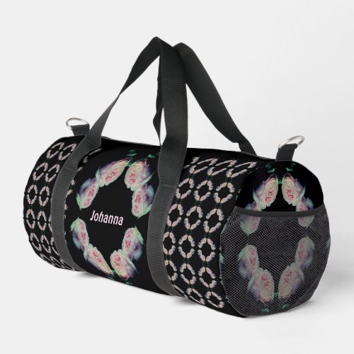 Pink Roses Abstract Personalized Duffle Bag