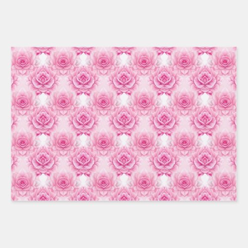 Pink Roses AI Art Wrapping Paper