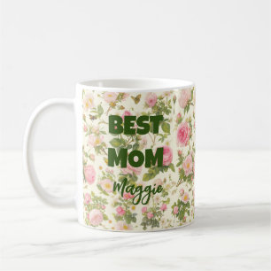 Pink Roses and Bees Best Mom Coffee Mug