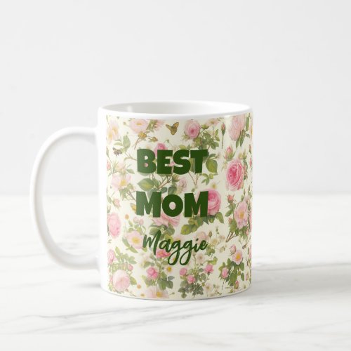 Pink Roses and Bees Best Mom Mug Gift