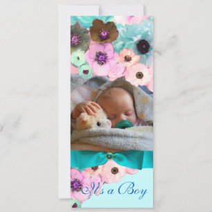 PINK ROSES AND BLUE BOW PHOTO TEMPLATE MONOGRAM