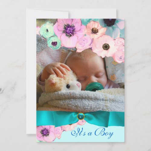 PINK ROSES  AND BLUE BOW PHOTO TEMPLATE MONOGRAM