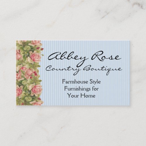 Pink Roses and Blue Stripes General Purpose Card