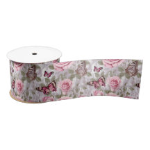 Pink Roses and Butterflies Watercolor Floral