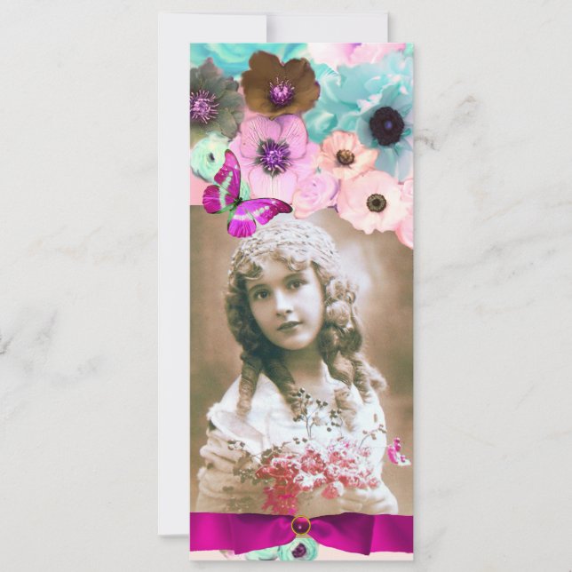 PINK ROSES  AND BUTTERFLY SWEET 16 PHOTO TEMPLATE (Front)