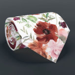 Pink Roses and Cinnamon Flowers Floral Neck Tie<br><div class="desc">Cinnamon Burgundy and Pink Flowers Beautiful Flowers Floral Roses Neck Tie. Great for formal occasions and weddings!</div>