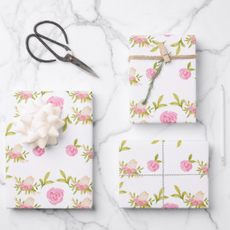 Pink Roses and Cute Baby Birds Wrapping Paper Sheets