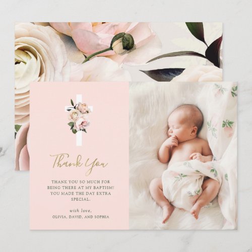 Pink Roses and Ferns with Photo | Gold Baptism