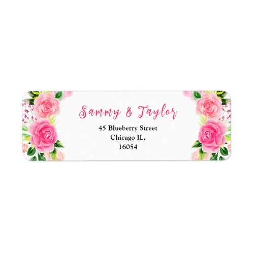 Pink Roses and Foliage Label