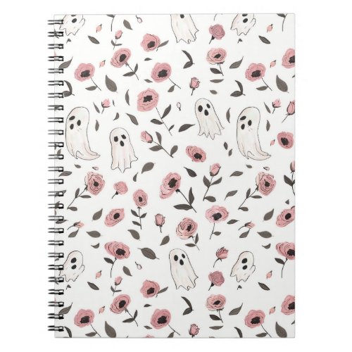 Pink Roses and Ghosts pattern Notebook