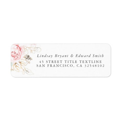 Pink Roses and Gold Leaves Label