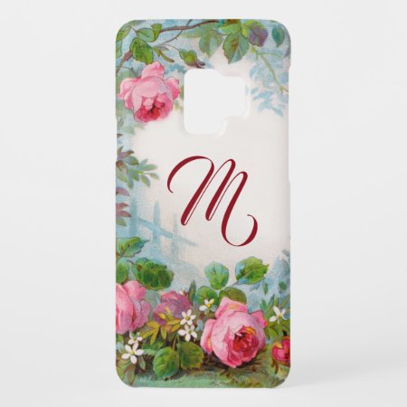 Pink Roses And Jasmines Floral Monogram Case-mate Samsung Galaxy S9 Ca