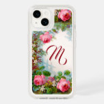 Pink Roses And Jasmines Floral Monogram    Otterbox Iphone 14 Case at Zazzle