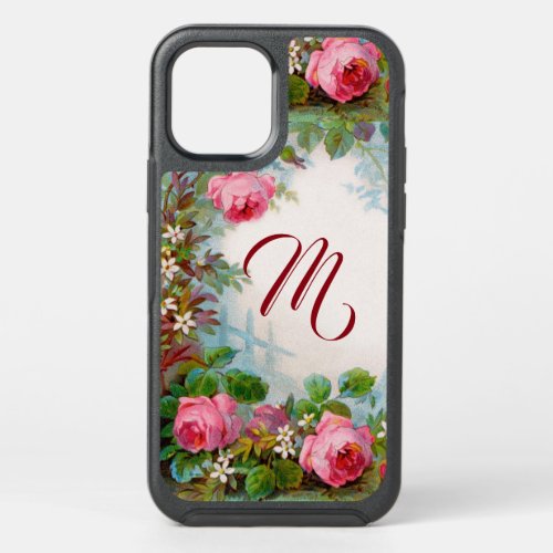 PINK ROSES AND JASMINES FLORAL MONOGRAM   OtterBox SYMMETRY iPhone 12 CASE