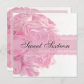 Pink Roses and Lace Sweet Sixteen Birthday Party Invitation (Front/Back)